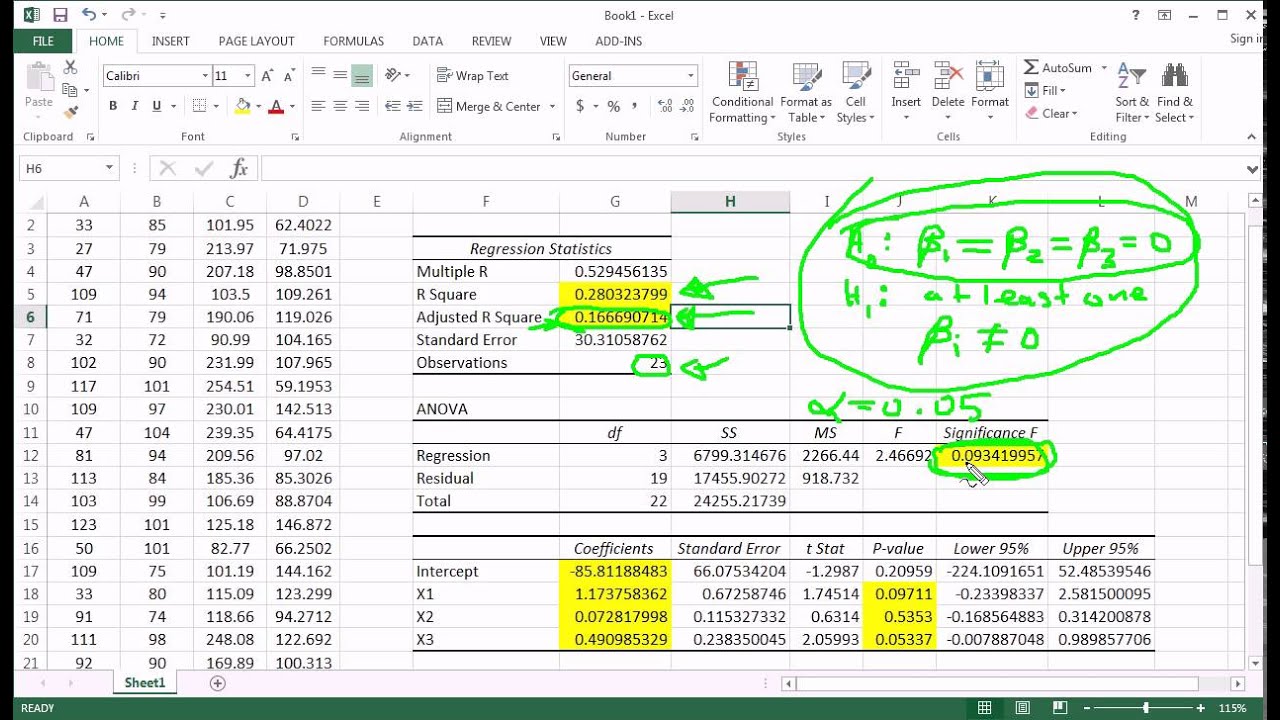 do linear regression in excel for mac